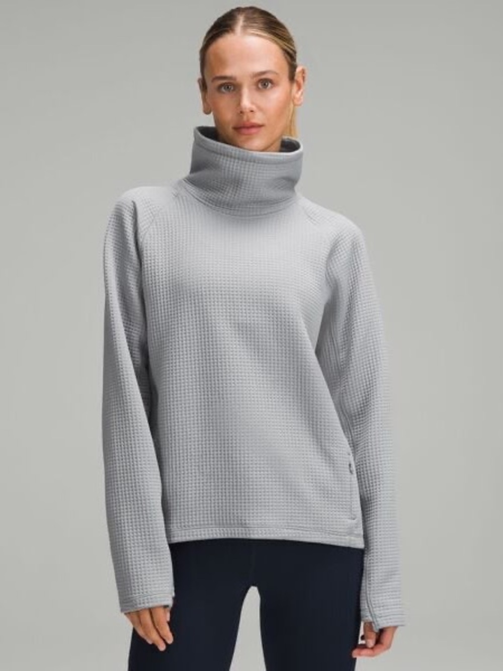 Lululemon Waffle-Knit Funnel-Neck Long-Sleeve Shirt Size 6